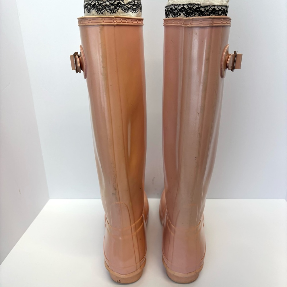 Hunter Tall Rain Boots Pink Sand Glossy Wome Size 9 US - Picture 6 of 10